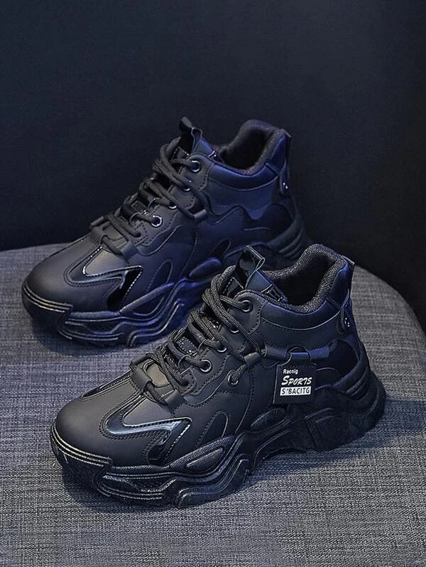 Lace Up Chunky Sneakers: Stylish High Top Outdoor Shoes
