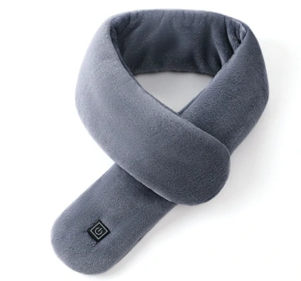 TENGOO Electric Heating Scarf 3 Gears Heating 4 Modes Massage Ajustable Winter Warm USB Rechargeable Neckerchief Plush Collar - Dark Grey