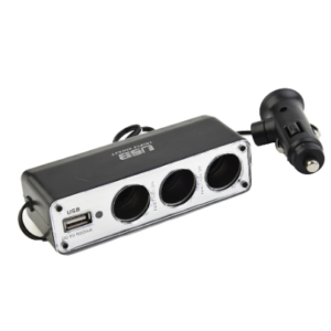 High Quality New Charger Adapter Triple Splitter 12V ABS Black Car Cigar Lighter Convenient Multi Socket USB Port