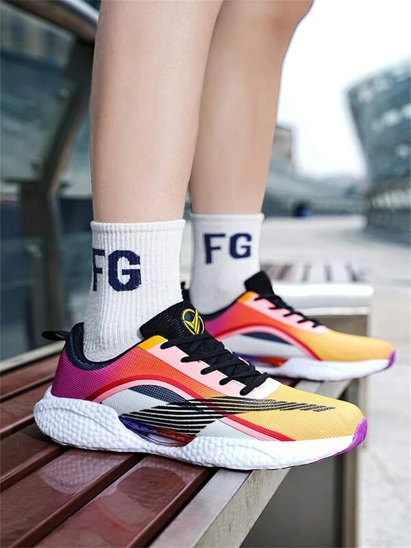 Sporty Lace Up Front Low Top Sneakers for Running