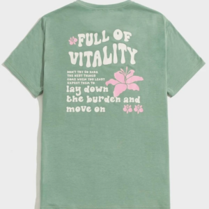 Men’s Tee with Floral Patterns and Slogan Graphics