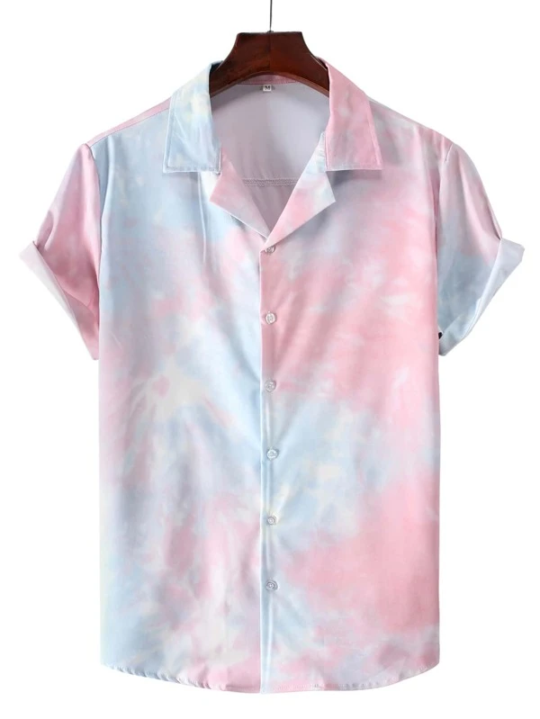 Tie Dye Button Through Shirt for Stylish Men