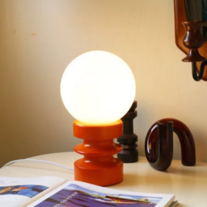 Vintage Orange Solid Glass 1-Light Table Lamp