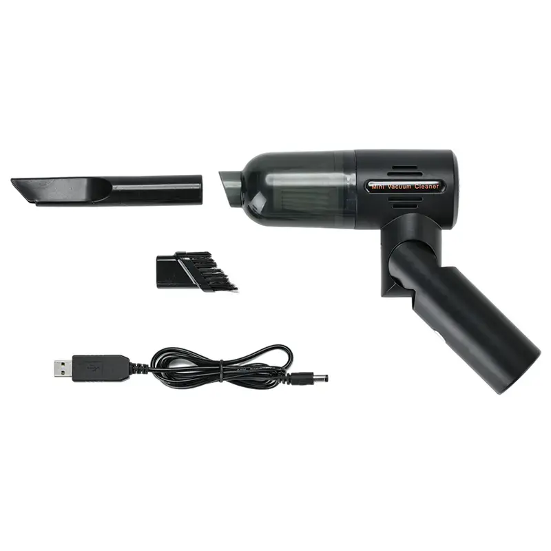 Compact, Efficient Car Vacuum Cleaner with Battery Display & USB Charging