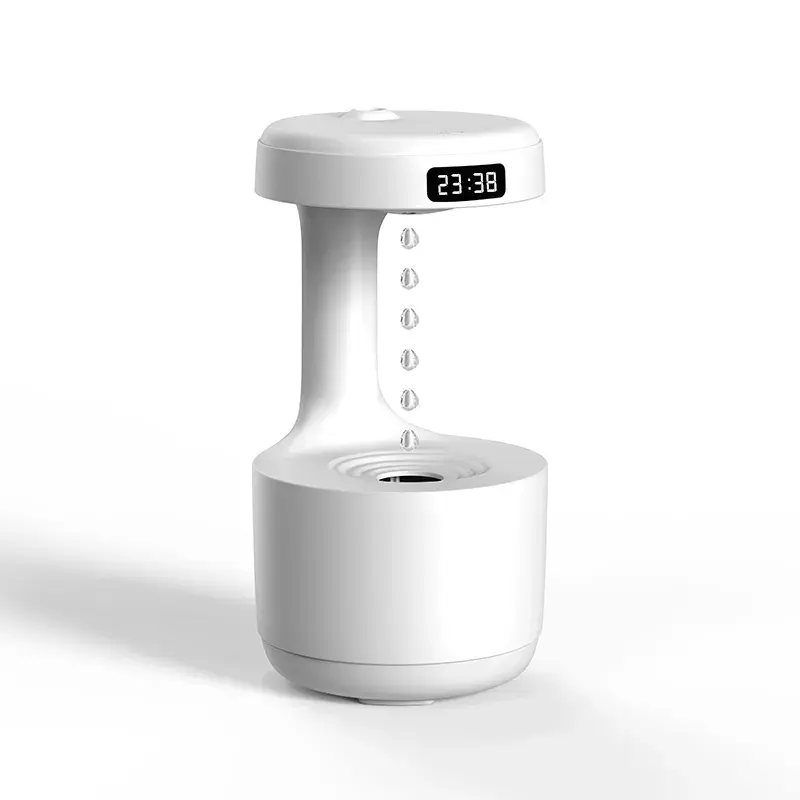 Portable Time Display Water Drop Air Humidifier with Anti-gravity Feature.