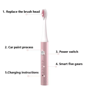 Smart Waterproof Electric Toothbrush for Adult Travelers with USB Charging.