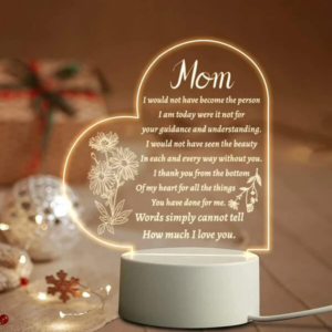 1pc ABS Decorative Light, Slogan Graphic Heart Design Decoration Light For Mother’s Day
