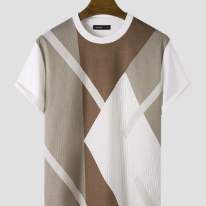 Colorful Striped Crew Neck T-Shirts for Men