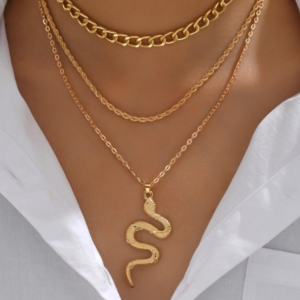 3pcs/set Fashion Snake Decor Chain Necklace For Women For Daily Decoration