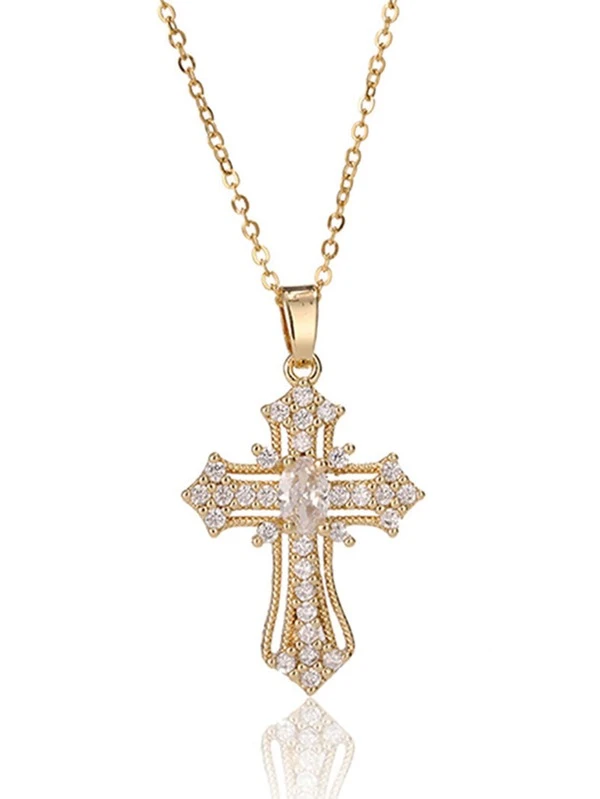 Dazzling Cross Necklace with Cubic Zirconia Charm