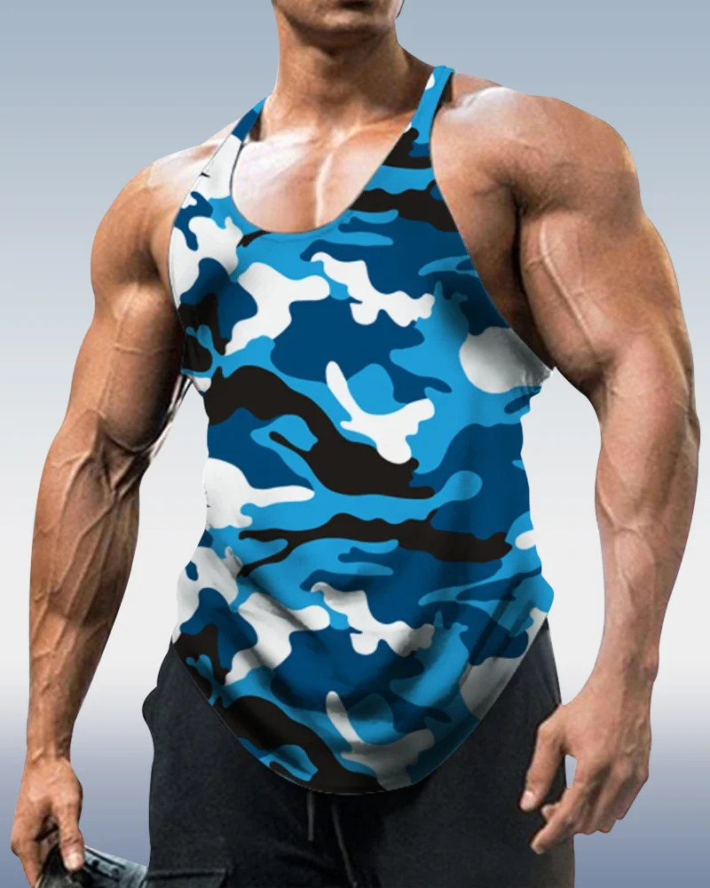 Light Blue Camo Sports Vest for Men