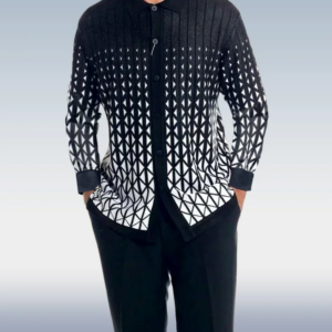 Long Sleeve Set with Black Criss Cross Pattern for Walking
