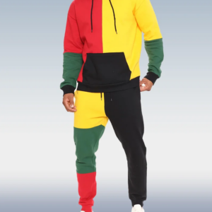 Colorblock Print Hoodie Set for Men