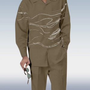 Colorblock Olive Walking Set with Long Sleeve, 2-Piece Ensemble