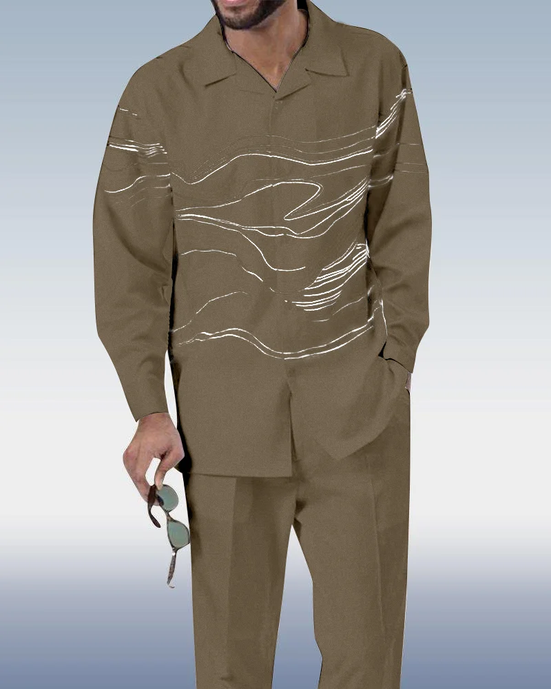 Colorblock Olive Walking Set with Long Sleeve, 2-Piece Ensemble