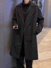 Double-Breasted Lapel Collar Trench Coat for Men