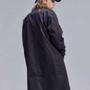 Men’s Trench Coat with Buckled Detail and Slogan Graphics