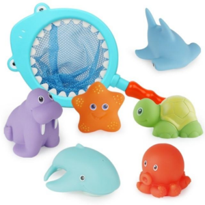 7 PCS Bath Toys for 3 Year Olds Children Water Toys Soft Rubber Shark Sea Animals