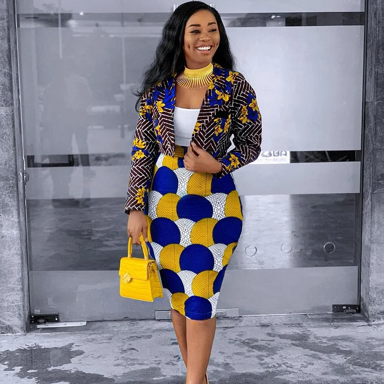 Stylish Blazer Jacket and Skirt Set for Casual Occasions