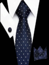 4pcs/set Fashion Polka Dot Decor Tie Cufflink & Square Scarf For Men For Daily Decoration