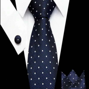 4pcs/set Fashion Polka Dot Decor Tie Cufflink & Square Scarf For Men For Daily Decoration