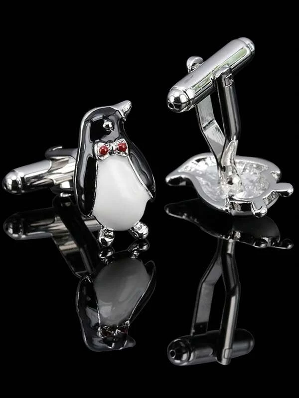 1pair Fashionable Penguin Decor Cufflinks For Men For Daily Decoration