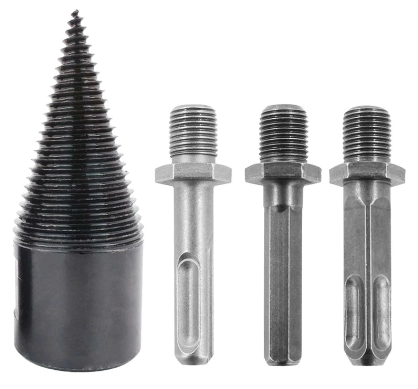 2PC Wood Splitter Firewood Drill-Bit Kindling Log Splitter Heavy Duty Electric Splitting Drills 42mm Screw Cracker Removable Cone Driver Hex Shank Squ