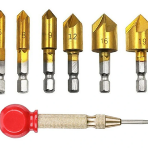 Hex Shank 5-blade Chamfer Countersunk Drill Bits Chamfering Knife Countersink Wood Plastics PVC Woodworking Hole Saw Kit Tool