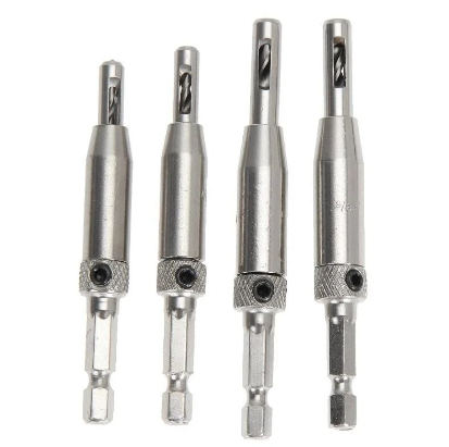 4Pcs HSS Self Centering Hinge Drill Bit Set for Hinges Drawer Guides Hole Saw Cutter