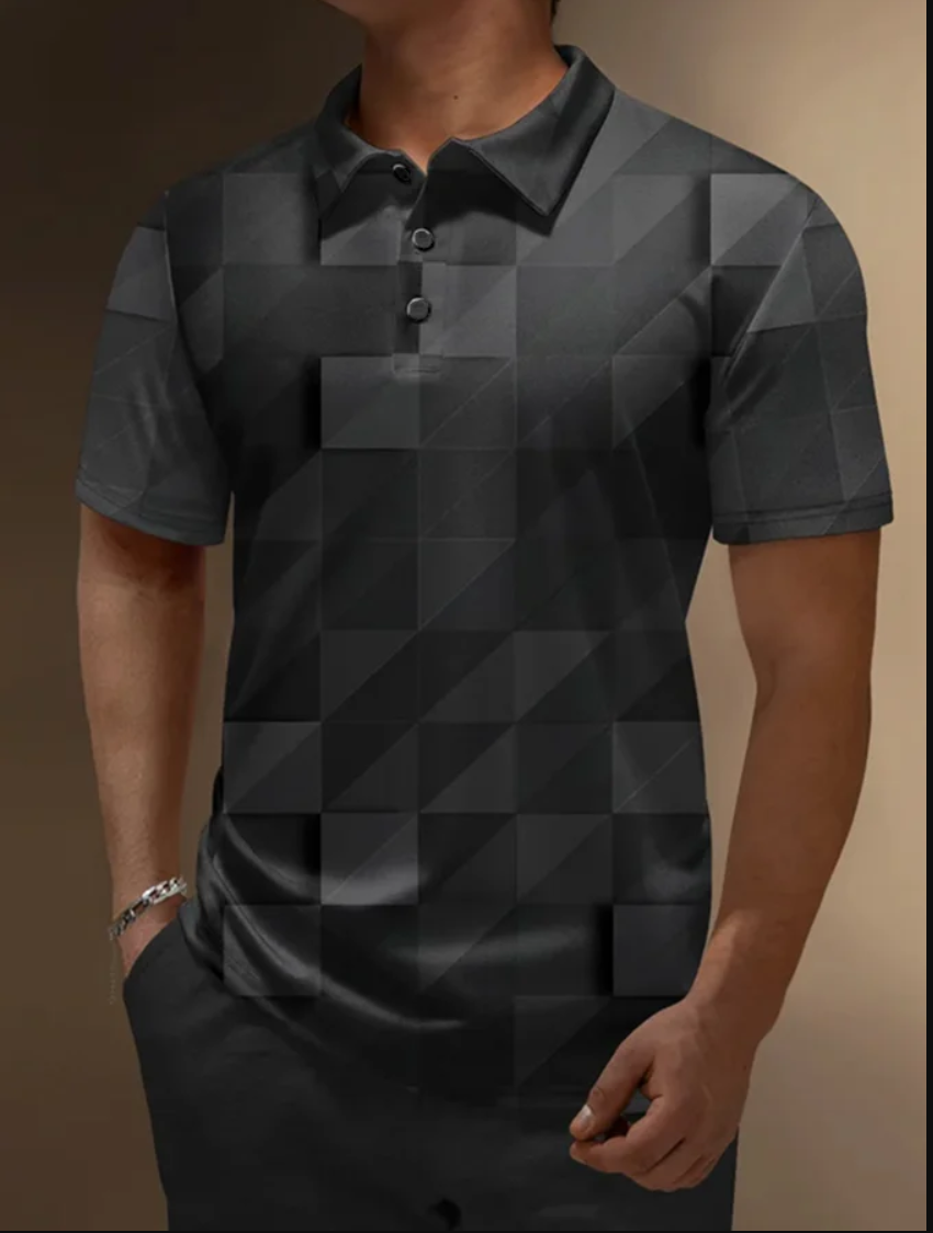 Men's Vintage Print Casual POLO Shirt