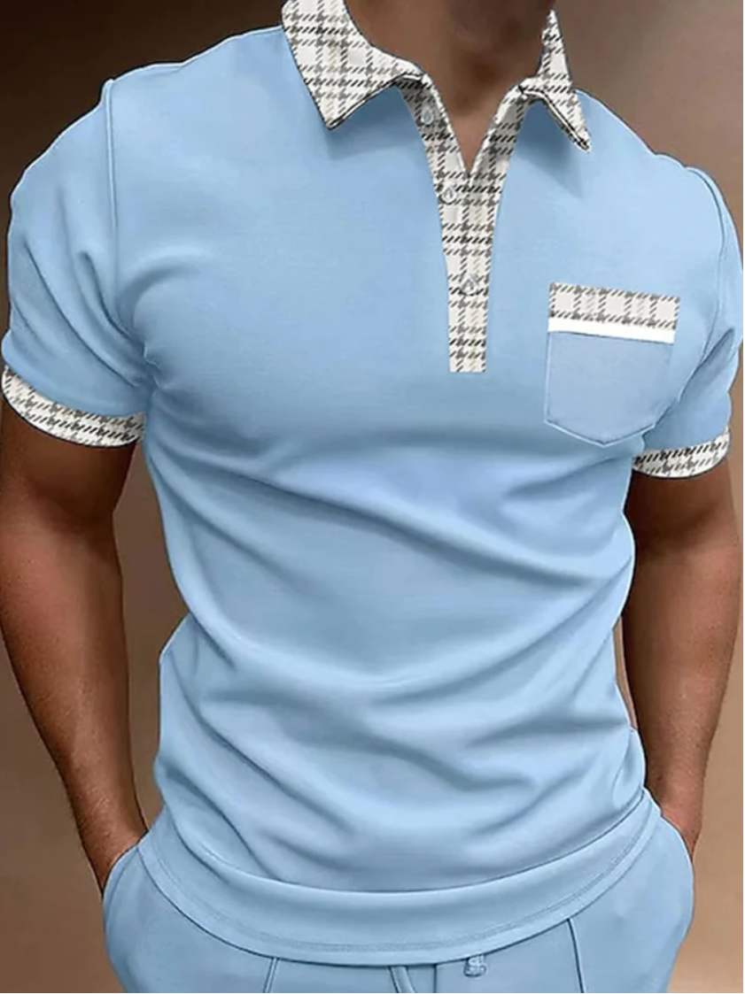 Printed Lapel Pullover Casual Polo Shirt