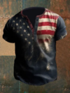 Men’sAmerican Flag Henley Collar T-Shirt