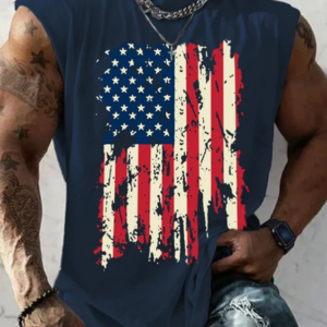 Men’s Vintage America Flag Print Casual Vest