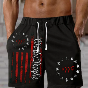Men’s Independence Day We The People America Flag Print Casual Shorts