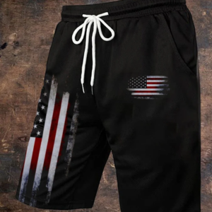 Men’s Casual Vintage Flag Printed Shorts