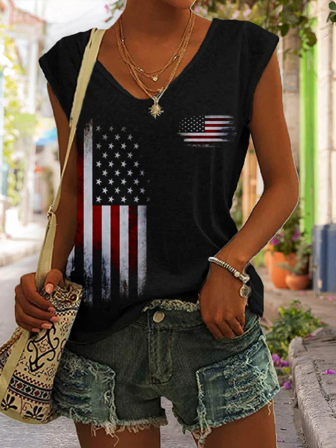 Vintage Flag Print Tank Top