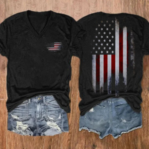 Women’s Vintage Flag Print Casual T-Shirt