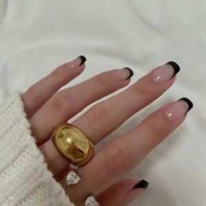 instantly Upgrade Your Look With 24pcs Short Square Armour Black Fingertip, Simple Style Full Cover Fake Nail