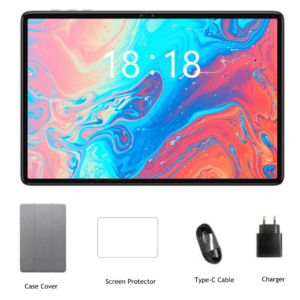 N-ONE NPad S MT8183 Octa Core 4GB RAM 64GB ROM 10.1 Inch Android 12 Tablet With Case Cover and Glass Screen Protector – Gray