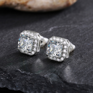 Cao Shi cross-border explosive hot selling delicate square women’s earrings full of diamond inset green zircon earrings jewelry