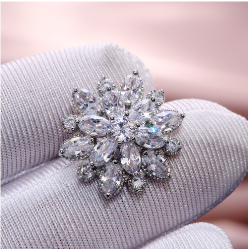 Cao Shi ebay new luxury sun flower double zircon women's earrings Fashion women's copper earrings accessories