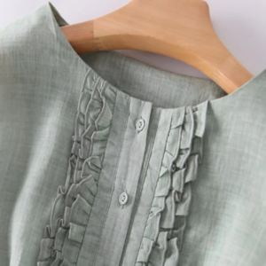 Cotton linen ruffle dress