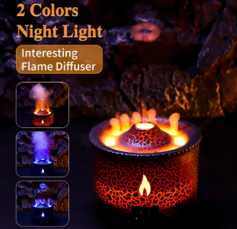 Volcano Fire Flame Air Humidifier Aroma Diffuser Essential Oil with Remote Control Jellyfish for Home Fragrance Mist Mak Smoking