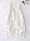 Elegant pleated loose cotton linen dress