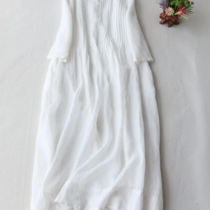 Elegant loose cotton linen dress