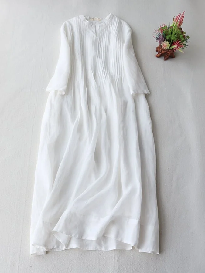 Elegant loose cotton linen dress