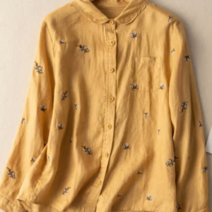 100% Linen Floral Print Casual Shirt With Pocket