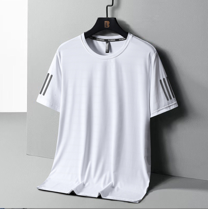 Ice short-sleeved t-shirt men loose quick-drying clothes summer youth thin section sports body shirts fattened large yards men's half-sleeve