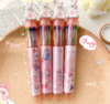 Cartoon ten color ballpoint pen Press type high appearance level silicone rebound school supplies multi-color neutral pen cute