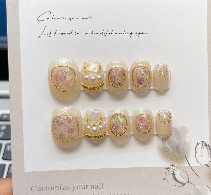 370 New Netflix with the same paragraph baroque girls pearl pure handmade wearable nail patch removable false nails